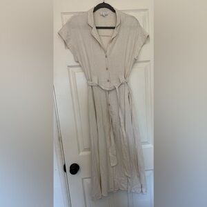 Miou Muse Cream Maxi Dress with pockets - Lightweight Relaxed Silhouette
